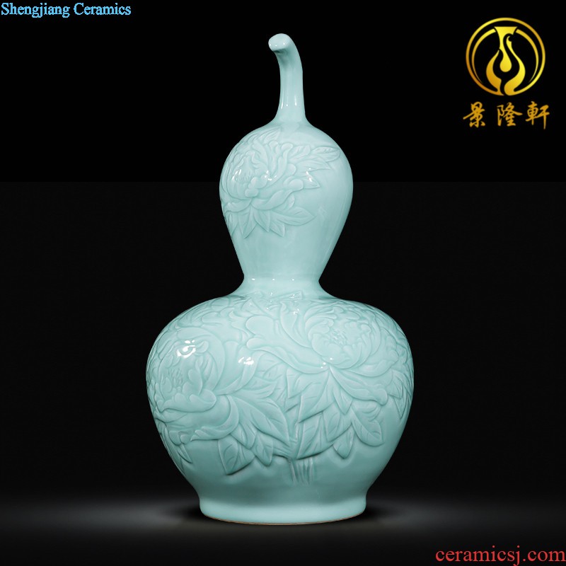 Jingdezhen ceramics vase home sitting room handicraft wine porch decoration new Chinese style office furnishing articles