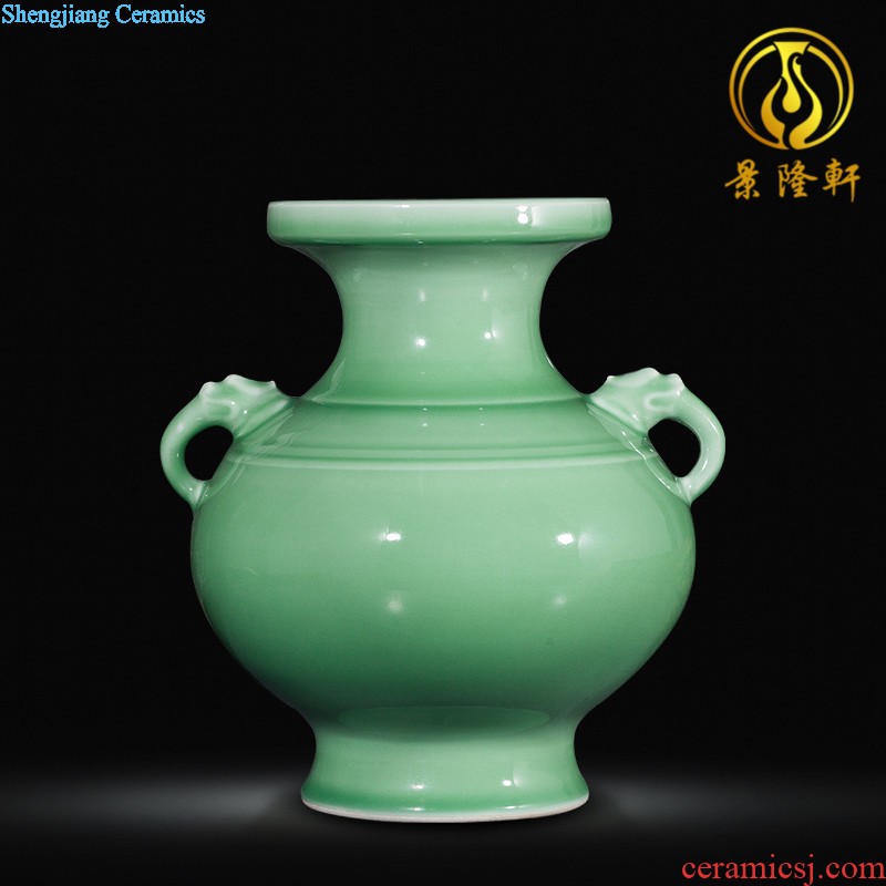 Jingdezhen ceramics hand-painted prosperous double finches vase wine porch home decoration sitting room TV ark furnishing articles
