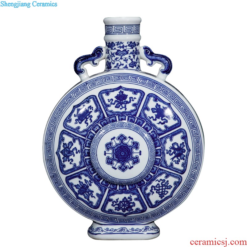 Jingdezhen ceramics landscape painting large blue and white porcelain vases, flower arrangement antique Chinese style household hotel floor furnishing articles