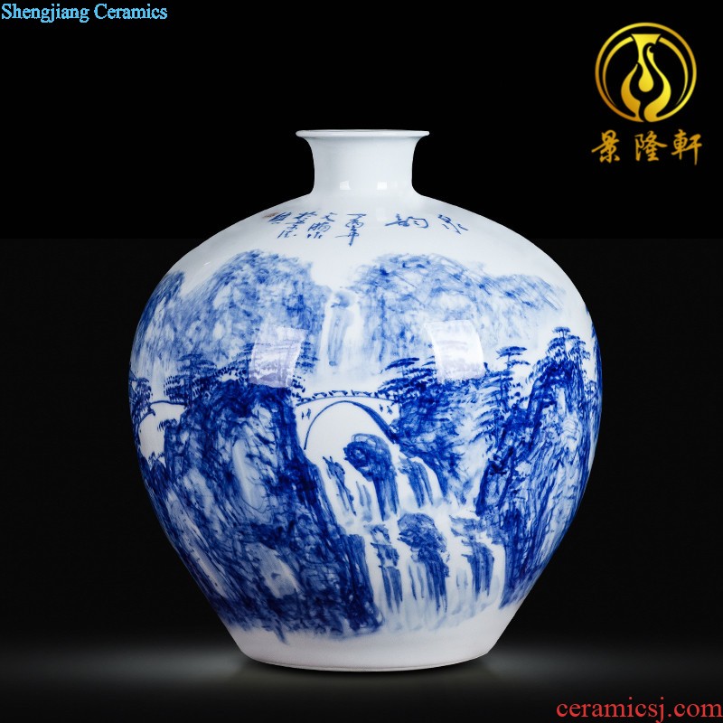 Jingdezhen ceramics antique vase manual sculpture shadow green rich ancient frame wine sitting room adornment home furnishing articles