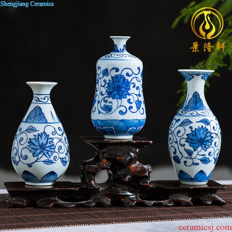 Jingdezhen ceramics green glaze vase flower receptacle contemporary household adornment handicraft mesa sitting room decoration