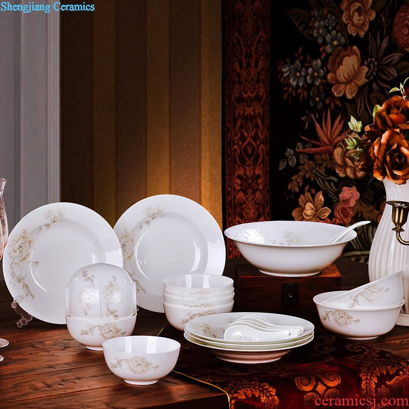 Jingdezhen porcelain tableware FanPan bone plate nine domain Glair microwave special 7.5 inches deep circular plates