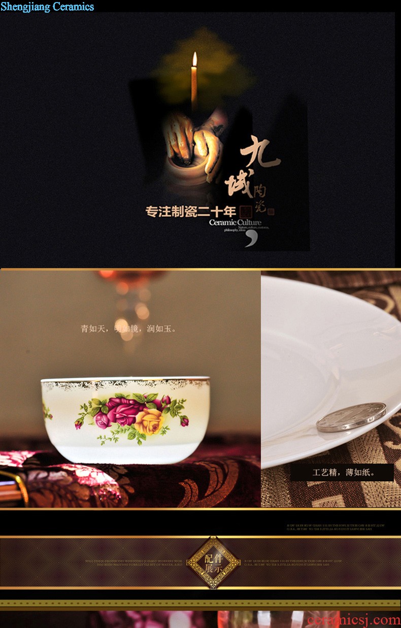 Big plate nine domain Chinese jingdezhen porcelain dish dish dish steak dish bone ceramics 10 inch flat tray plates