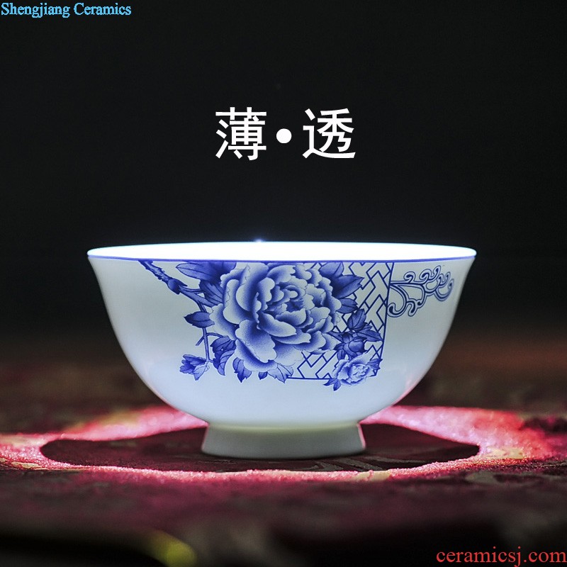 Jingdezhen tea set hand-painted ceramics colored enamel craft three tureen single cup master cup sample tea cup