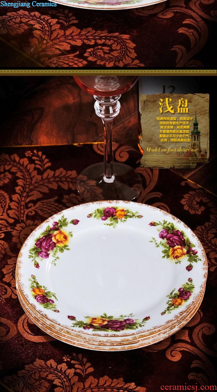 Big plate nine domain Chinese jingdezhen porcelain dish dish dish steak dish bone ceramics 10 inch flat tray plates