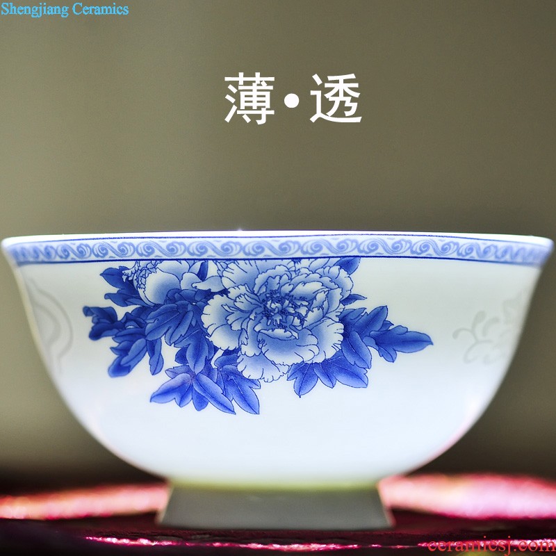 Nine domain jingdezhen porcelain bone plate bone dish dish glair pottery Chinese 8 inches flat bowl of plates