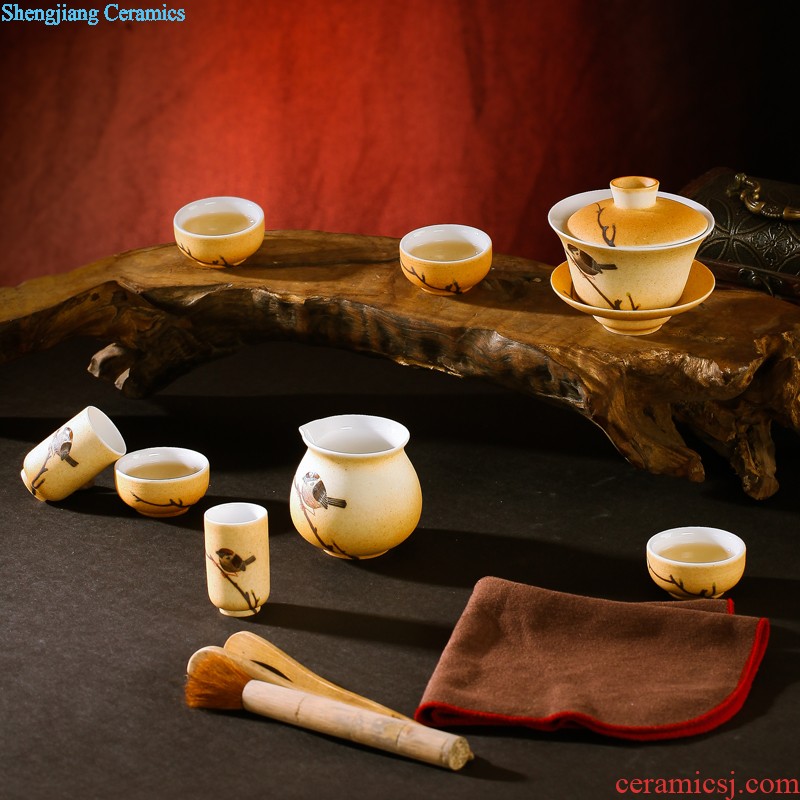 Hand painted tea set Jingdezhen ceramic tea set nine domain Kongfu tea service manual hand-painted tea set