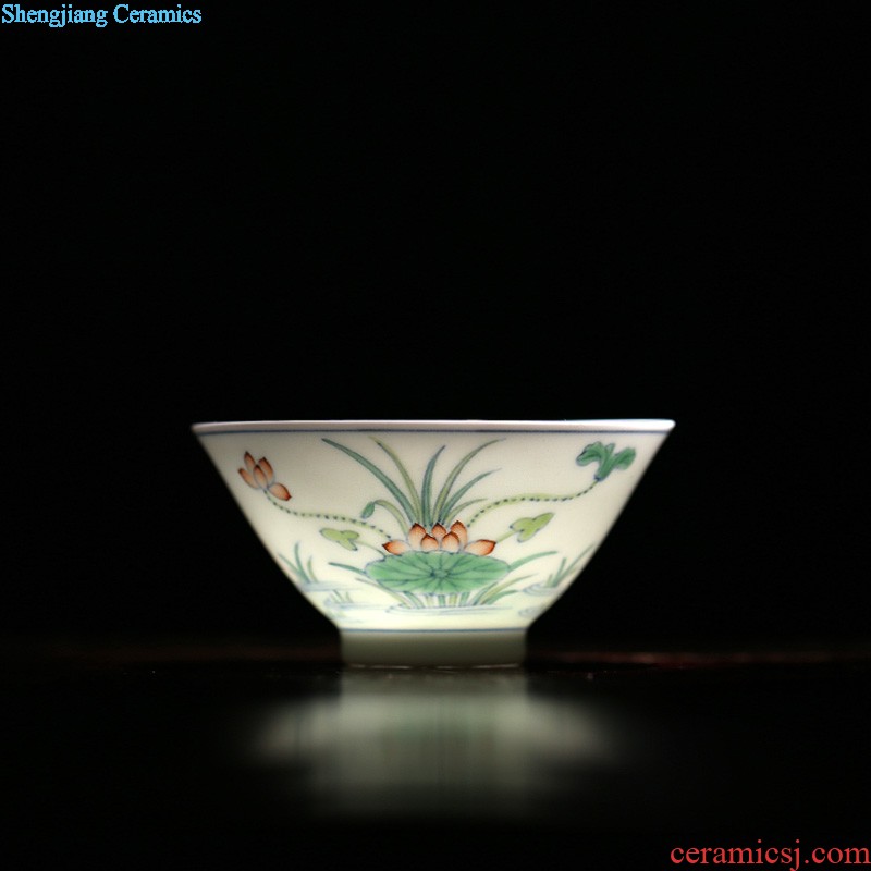 Hand draw archaize ceramic tea cup sample tea cup qing yongzheng kiln Sanskrit cup sample tea cup kung fu tea cups