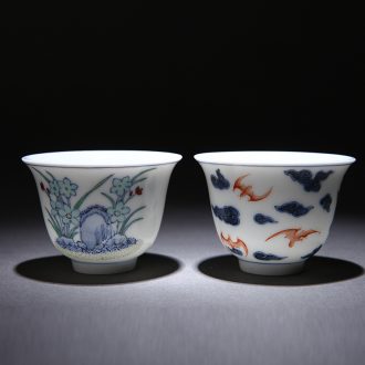 【 】 nine domain to love life of a cup of bone porcelain cup couples Jingdezhen famous trademark