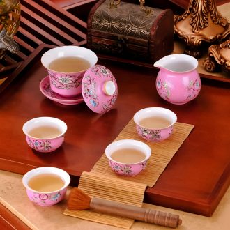 Hand-painted under glaze blue and white porcelain of jingdezhen nine domain 8 head tea set Pottery and porcelain teapot teacup set fair mug