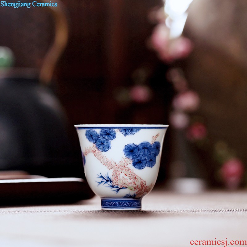 Archaize of yuan blue and white porcelain tableware prince pot soup pot broad-brimmed pot guiguzi bone porcelain jingdezhen high-grade ceramics