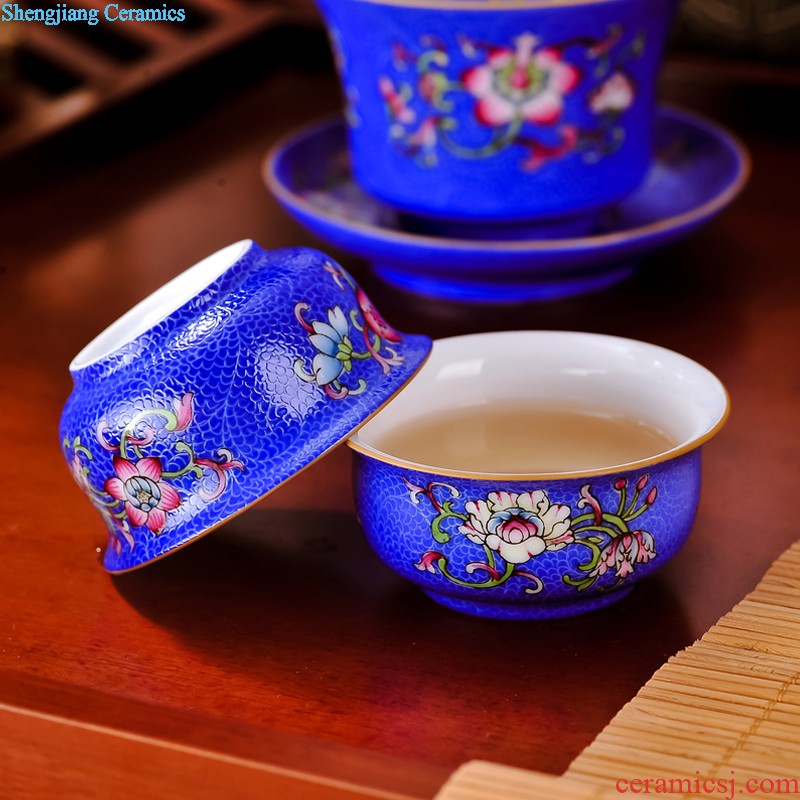 Hand draw archaize ceramic tea cup sample tea cup ice plum cup ceramic tea set kung fu tea cups