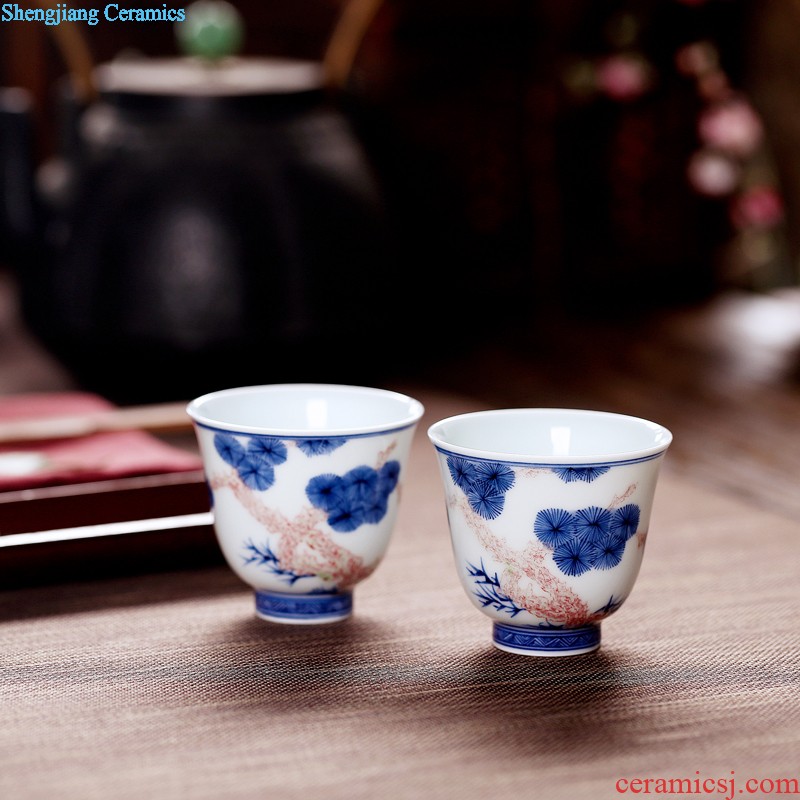 Archaize of yuan blue and white porcelain tableware prince pot soup pot broad-brimmed pot guiguzi bone porcelain jingdezhen high-grade ceramics