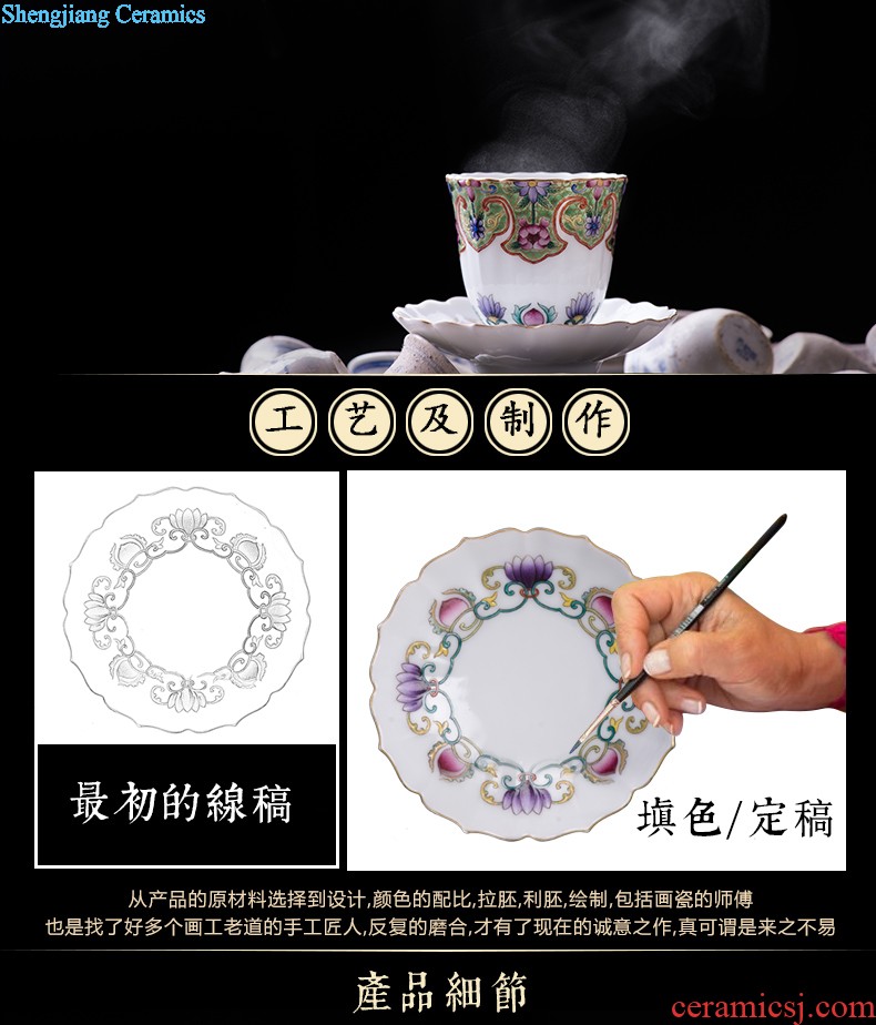 Blue and white youligong hand-painted flowers all around square cup of jingdezhen ceramic kung fu tea tea service master cup by hand