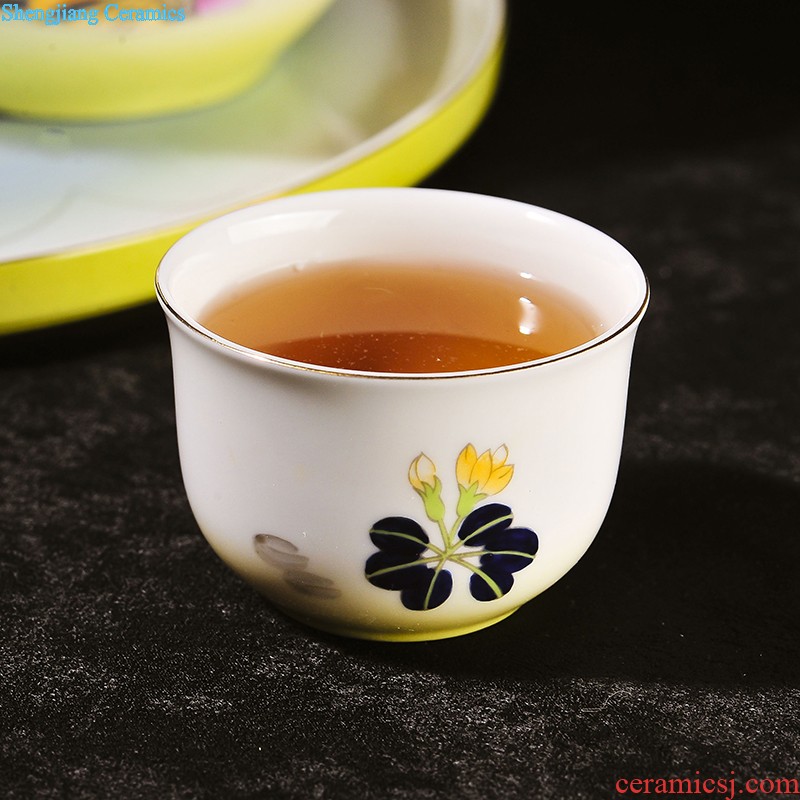 Jingdezhen of a complete set of kung fu tea tea tray Porcelain tea tray hand-painted fresh tea cups combination product on sale