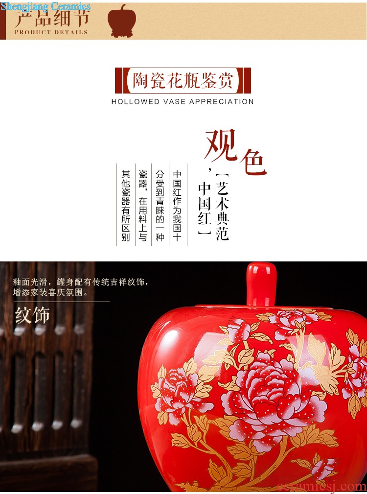 Jingdezhen ceramics lucky Chinese red porcelain vase and furnishing articles sitting room ark handicraft decorative household items