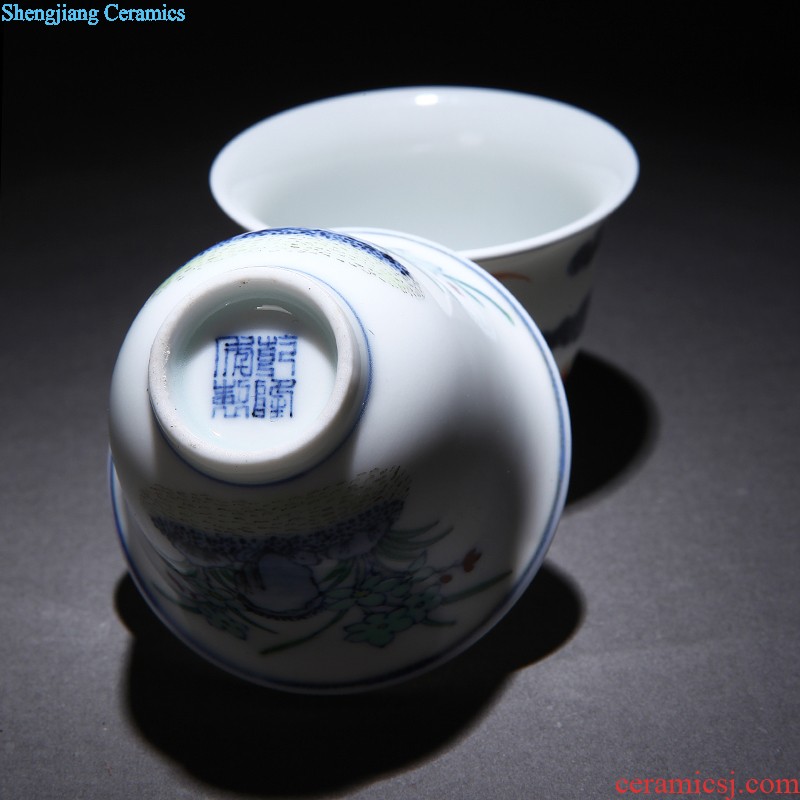 【 】 nine domain to love life of a cup of bone porcelain cup couples Jingdezhen famous trademark