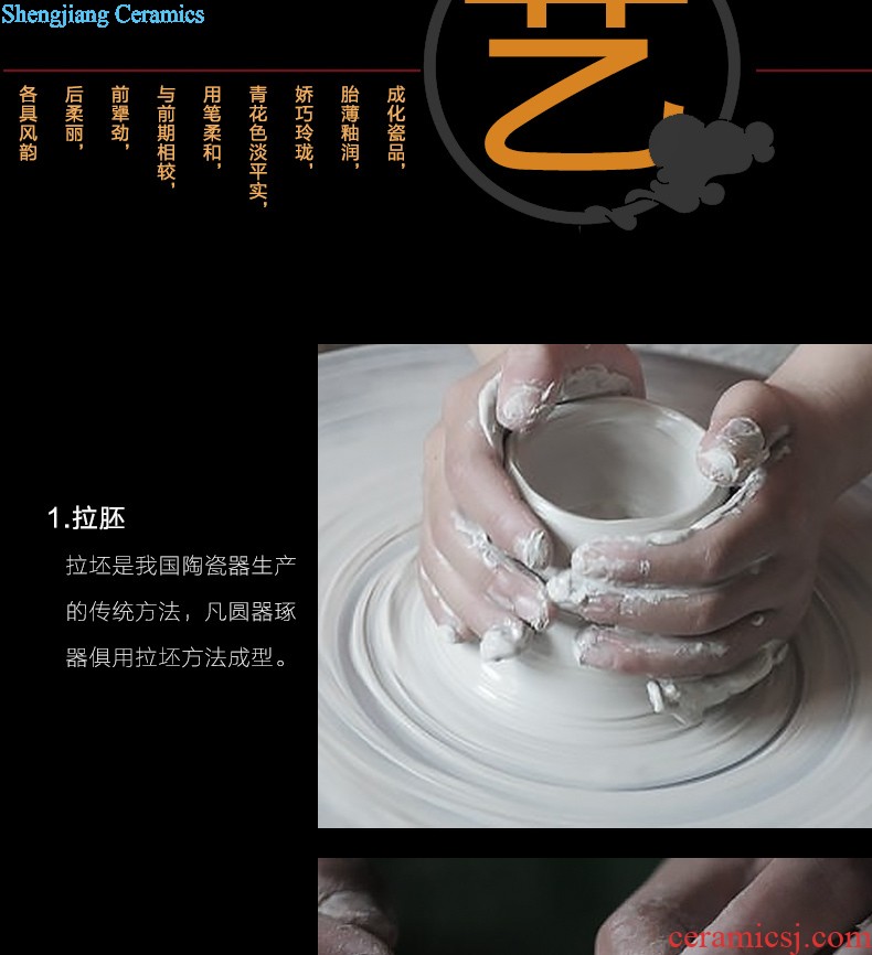 Jingdezhen single cup Yongzheng cylinder cup blue tie up branches Hand draw archaize ceramic tea cup sample tea cup