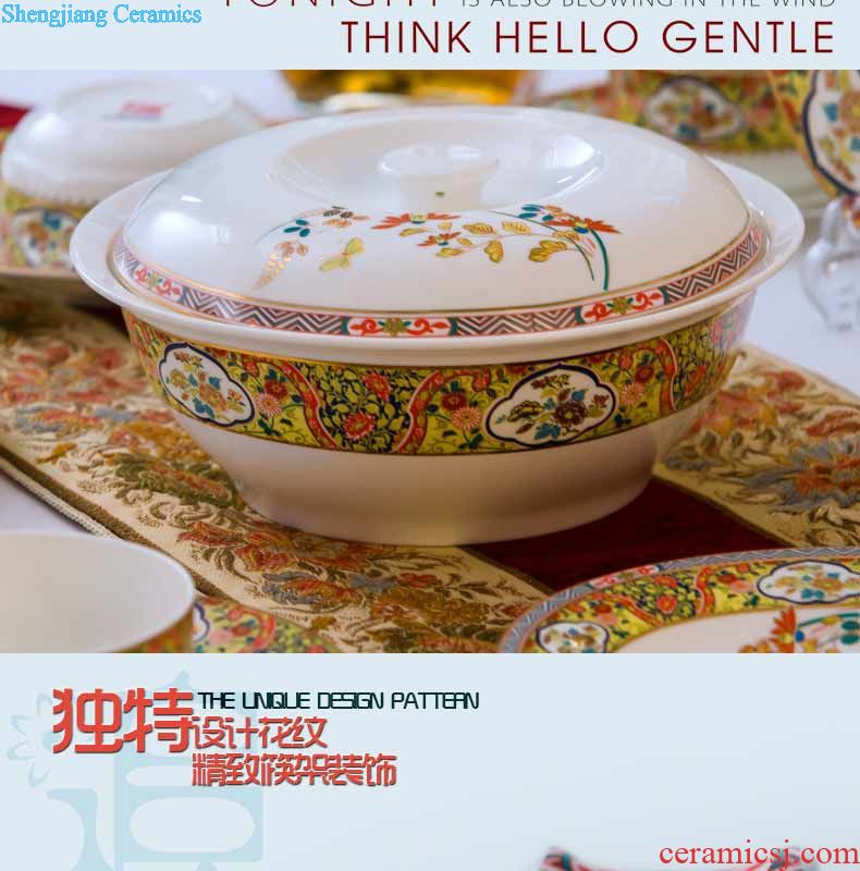 Rainbow noodle bowl bowl of jingdezhen porcelain and ceramics cutlery set high rice bowl creative household bone porcelain rice bowls