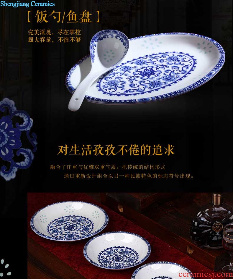 Blue and white porcelain high-end jingdezhen 56 head phnom penh ceramics tableware nine domain The western-style bone bowls disc suits