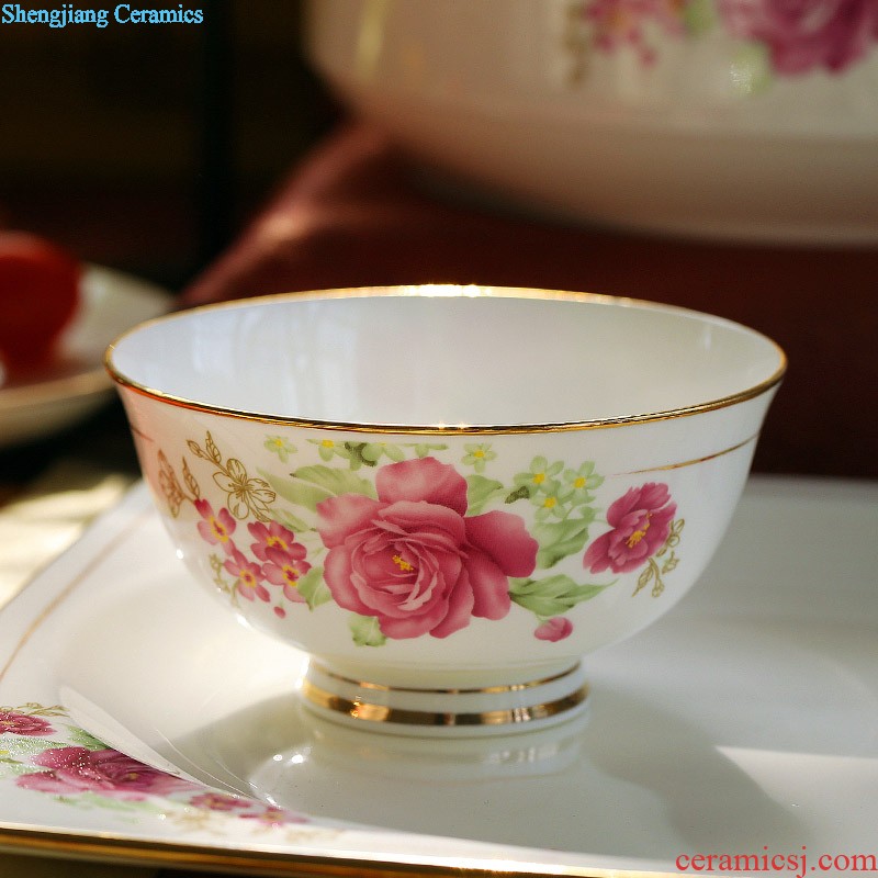 Home dishes suit High-grade bone China tableware jingdezhen ceramic bowl chopsticks nine domain suit European dishes porcelain