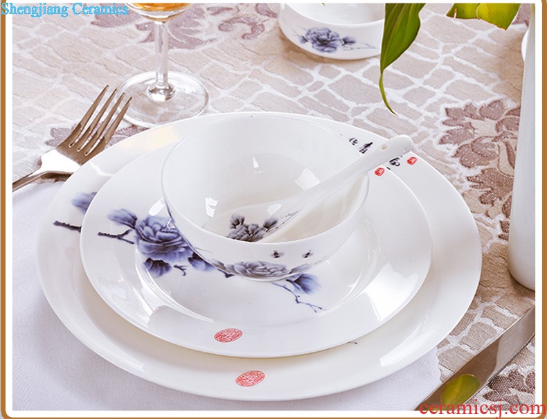 Bone China tableware suit nine domain jingdezhen 38 head relief of phnom penh high-class european-style dishes dish porcelain outfit