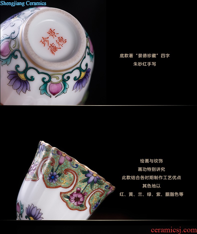 Blue and white youligong hand-painted flowers all around square cup of jingdezhen ceramic kung fu tea tea service master cup by hand