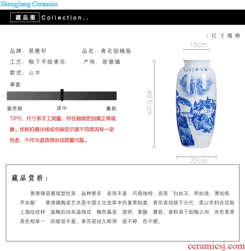 Jingdezhen blue and white porcelain vase bound branch lotus ceramics from pomegranate bottles of modern home decoration handicraft furnishing articles