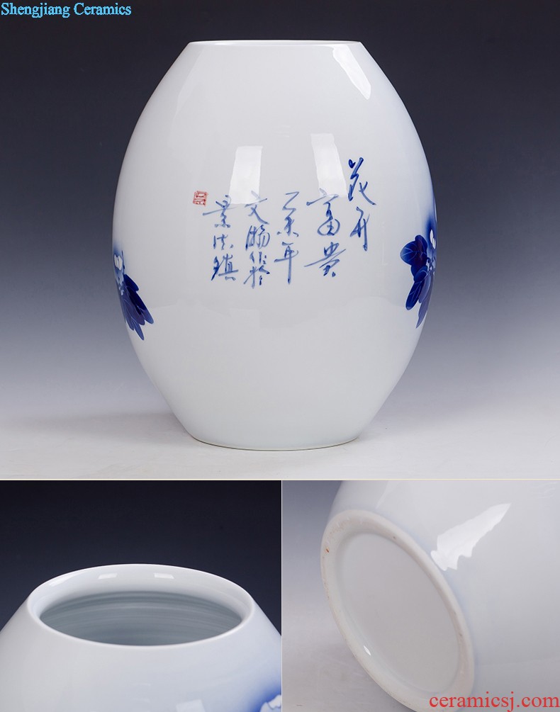 Jingdezhen ceramic vase furnishing articles Chinese famille rose porcelain three-piece handicraft wine porch sitting room adornment