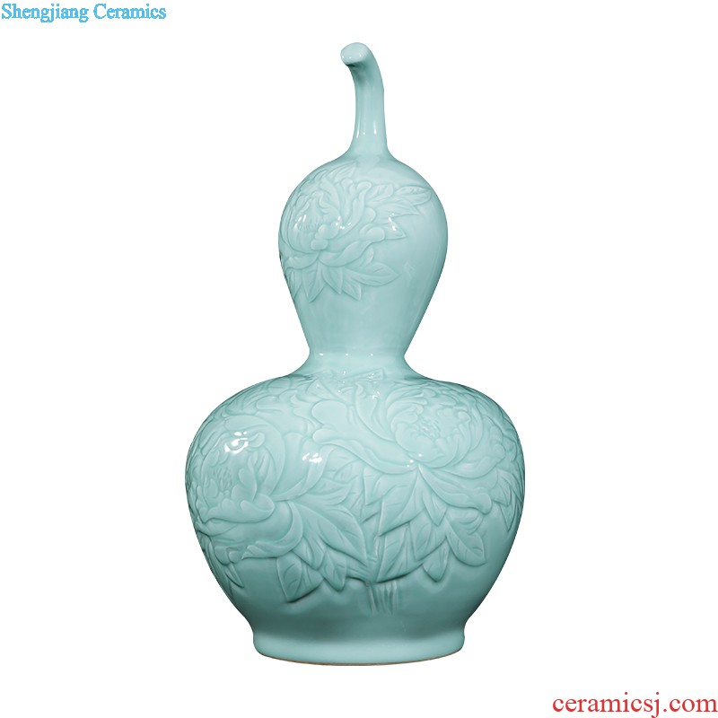 Jingdezhen ceramics vase home sitting room handicraft wine porch decoration new Chinese style office furnishing articles