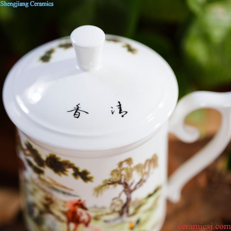 Creative kung fu tea set Green yellow 10 head tea set Jingdezhen celadon set of high-grade porcelain gifts
