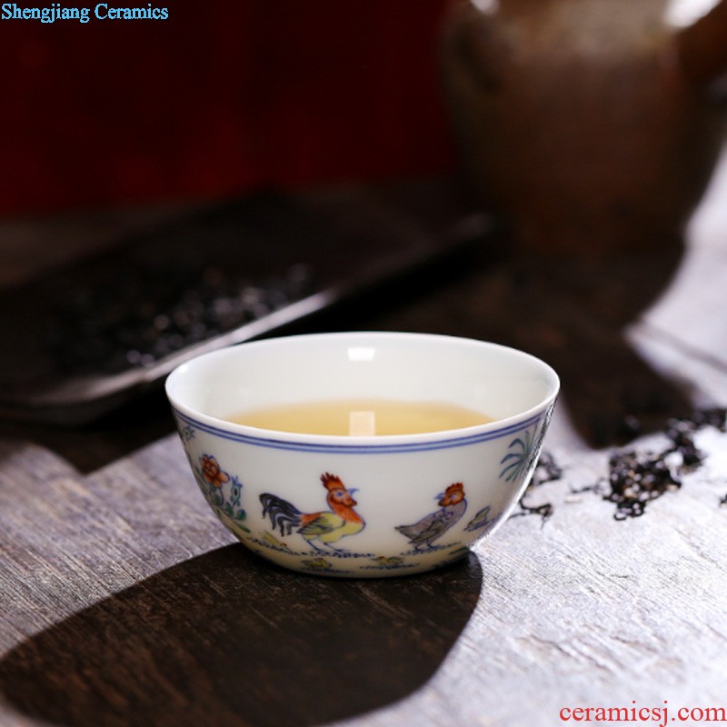 Hat cup sample tea cup cup kung fu master cup single cup imitation qing yongzheng bucket color lotus hat to a cup of jingdezhen