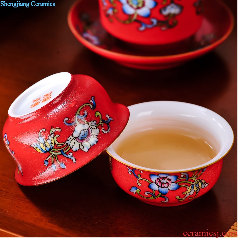 Hand draw archaize ceramic tea cup sample tea cup ice plum cup ceramic tea set kung fu tea cups