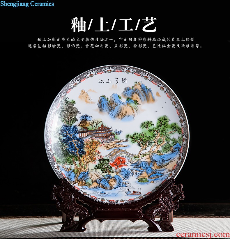 Jingdezhen ceramics furnishing articles household decorations hanging dish sitting room ark decoration plate festival Chinese arts and crafts