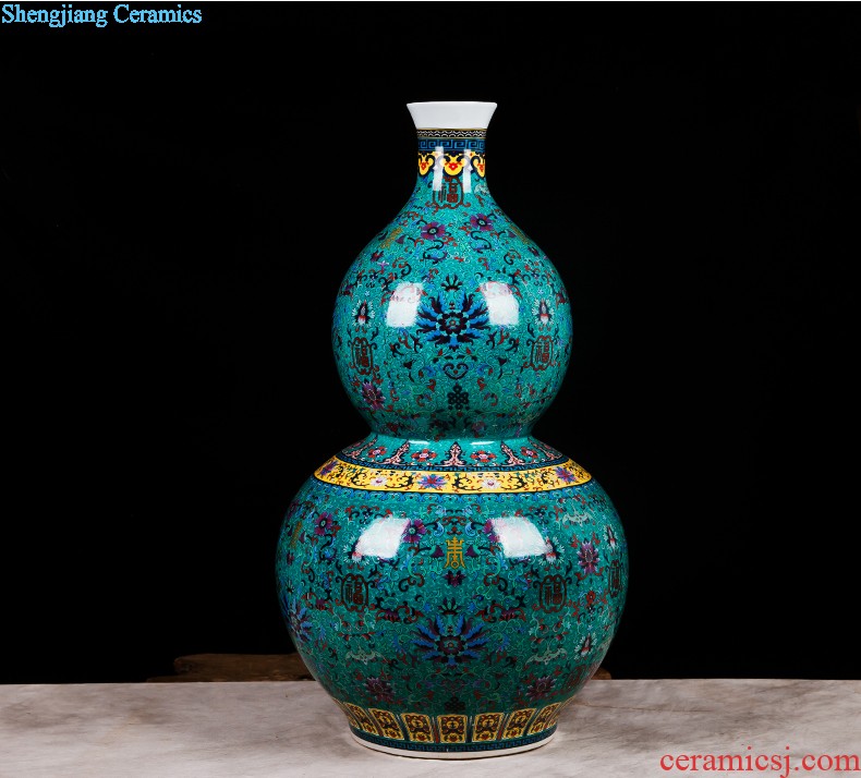 Jingdezhen ceramic hand-painted vases, three-piece suit of new Chinese style living room furnishing articles wine handicraft decorative household items
