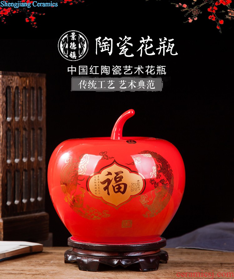 Jingdezhen ceramics lucky Chinese red porcelain vase and furnishing articles sitting room ark handicraft decorative household items