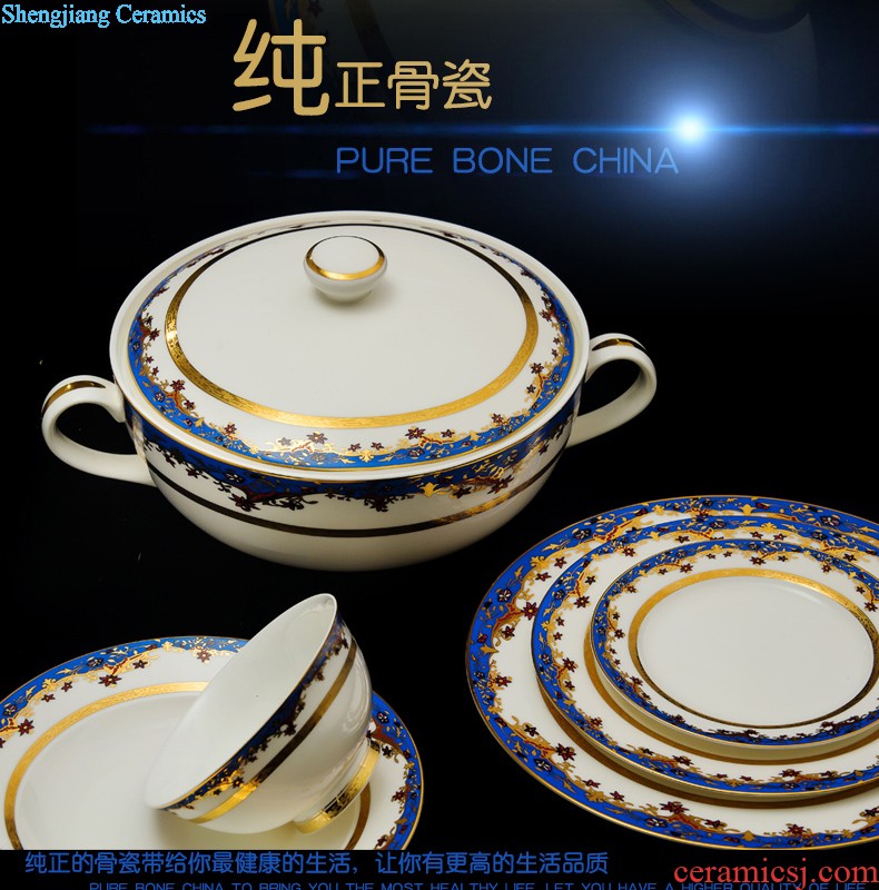 Home dishes suit eating food dishes Jingdezhen ceramic nine domain high-grade bone China porcelain tableware products to suit Chinese style