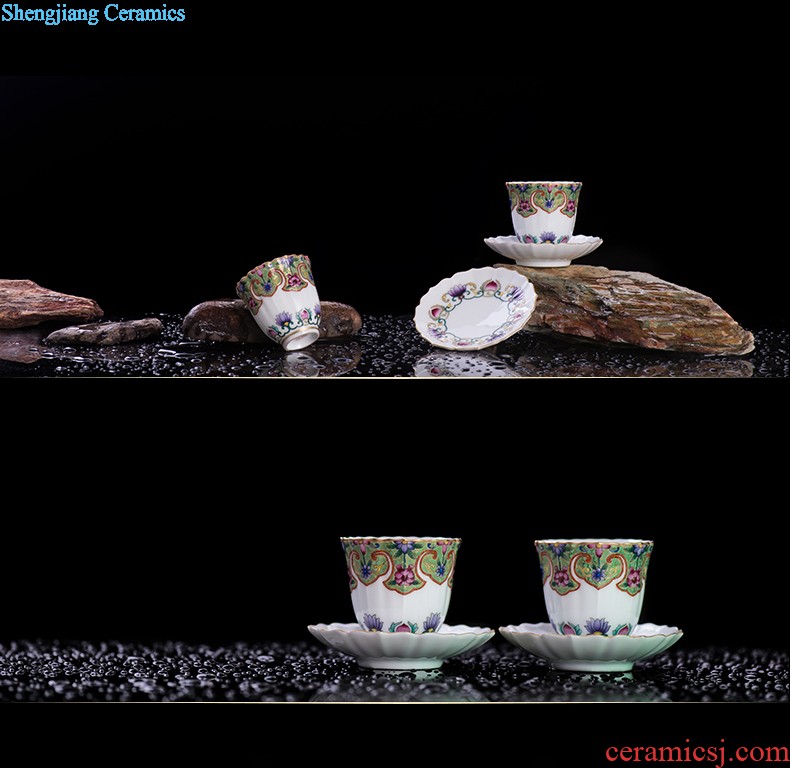 Blue and white youligong hand-painted flowers all around square cup of jingdezhen ceramic kung fu tea tea service master cup by hand