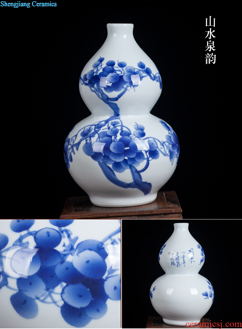 Jingdezhen ceramics antique vase manual sculpture shadow green rich ancient frame wine sitting room adornment home furnishing articles