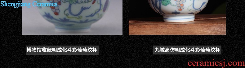 Jingdezhen single cup Yongzheng cylinder cup blue tie up branches Hand draw archaize ceramic tea cup sample tea cup