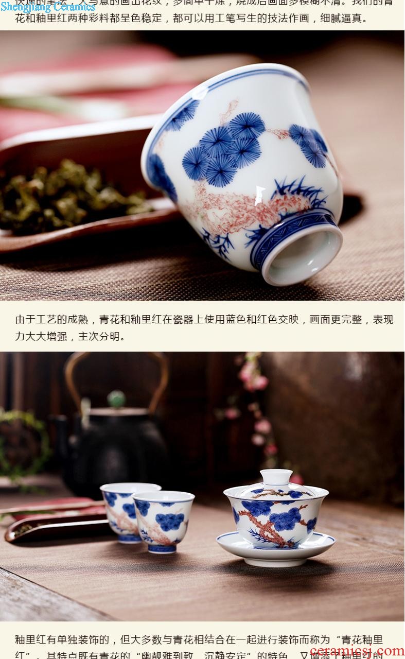 Archaize of yuan blue and white porcelain tableware prince pot soup pot broad-brimmed pot guiguzi bone porcelain jingdezhen high-grade ceramics