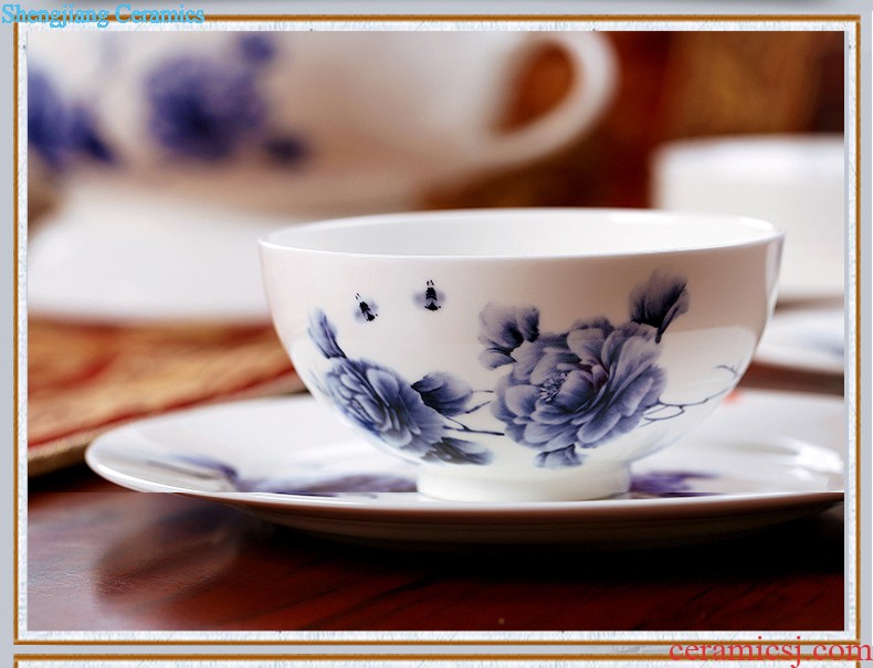 Blue and white porcelain jingdezhen ceramic nine domain 8 head tea set Hand-painted under the glaze the teapot teacup set fair mug