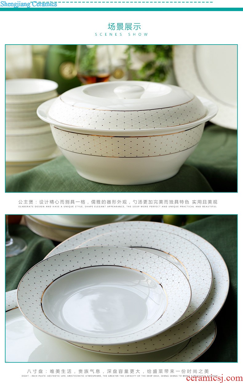 Jingdezhen ceramic bowls of 56 Chinese traditional head bone disc glair cutlery set microwave gifts