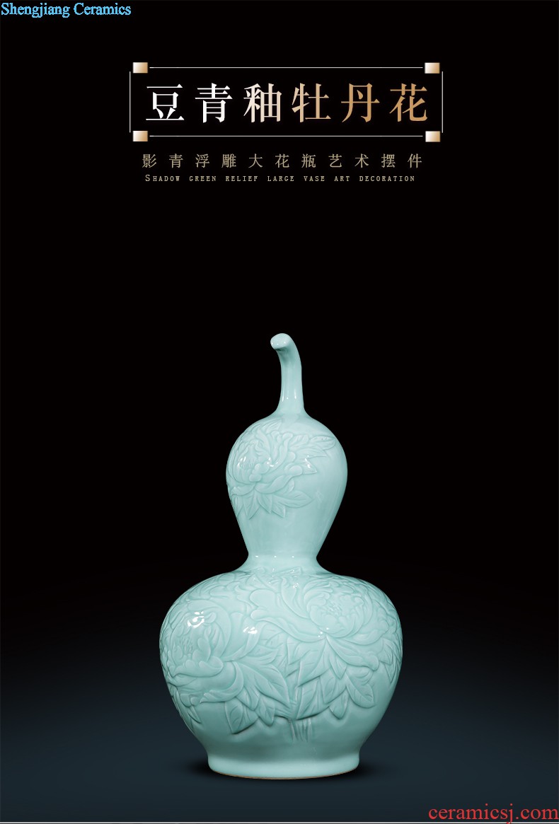 Jingdezhen ceramics vase home sitting room handicraft wine porch decoration new Chinese style office furnishing articles