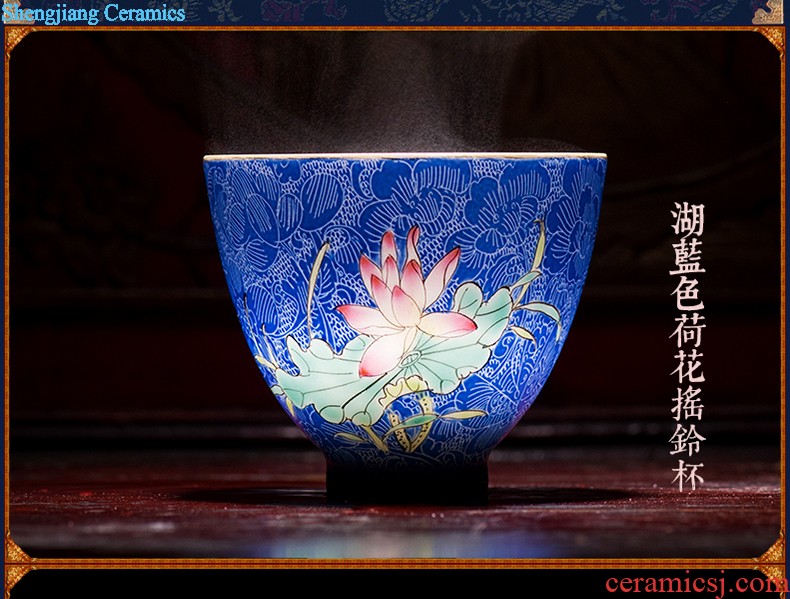 Custom handmade grilled pastel flowers jingdezhen ceramic kung fu small single cup personal master office glass cup tea