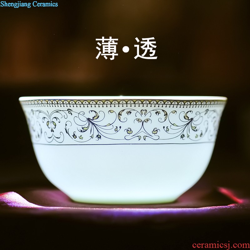 Jingdezhen ceramic tea set nine domain 6 grilled red flowers, tea cups tureen suits Hand 絵 four unity