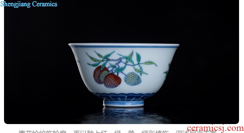 Jingdezhen ceramic sample tea cup tea kungfu tea cup imitation qing yongzheng colorful peony flower cup fights the color small cups