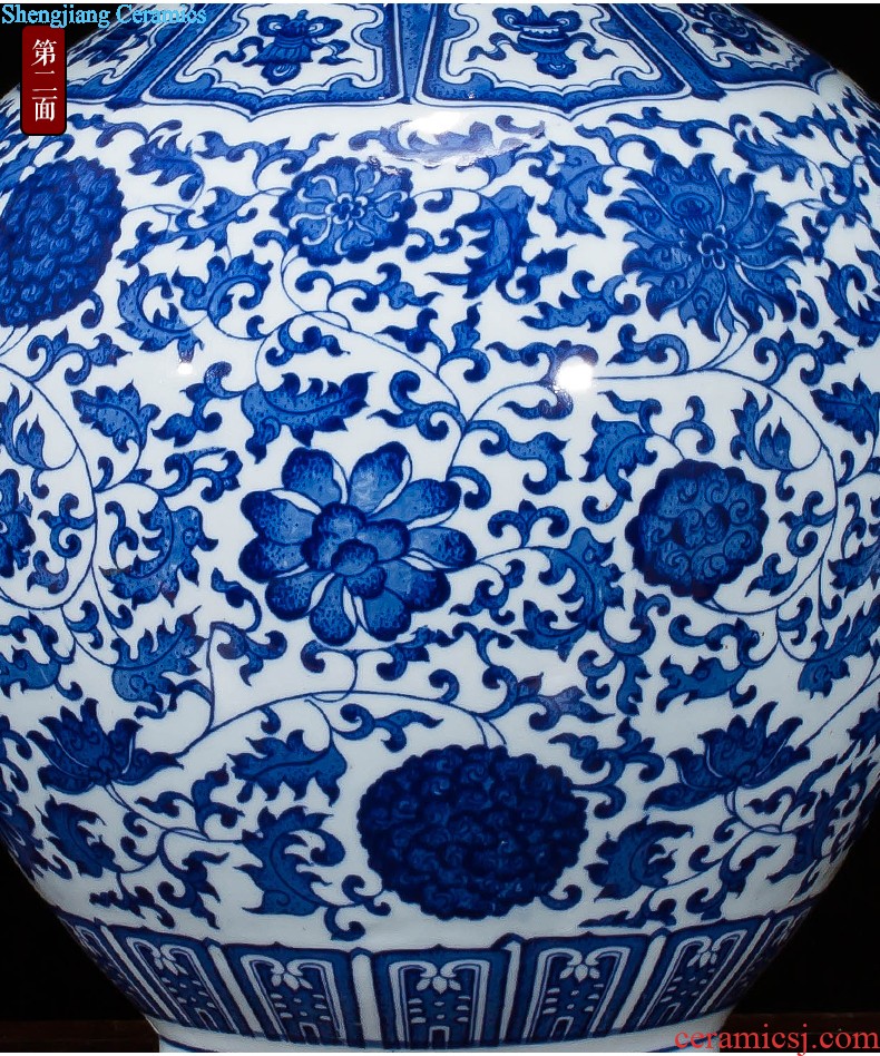 Jingdezhen ceramics hand-painted porcelain bound lotus flower crafts home sitting room adornment ark furnishing articles office