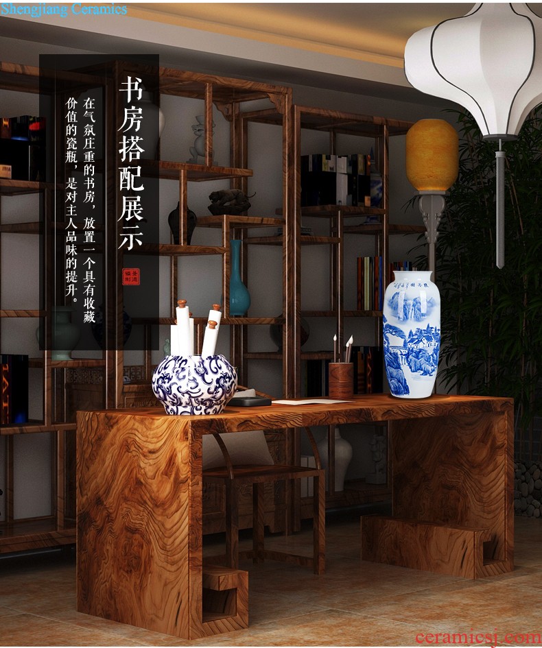 Jingdezhen blue and white porcelain vase bound branch lotus ceramics from pomegranate bottles of modern home decoration handicraft furnishing articles