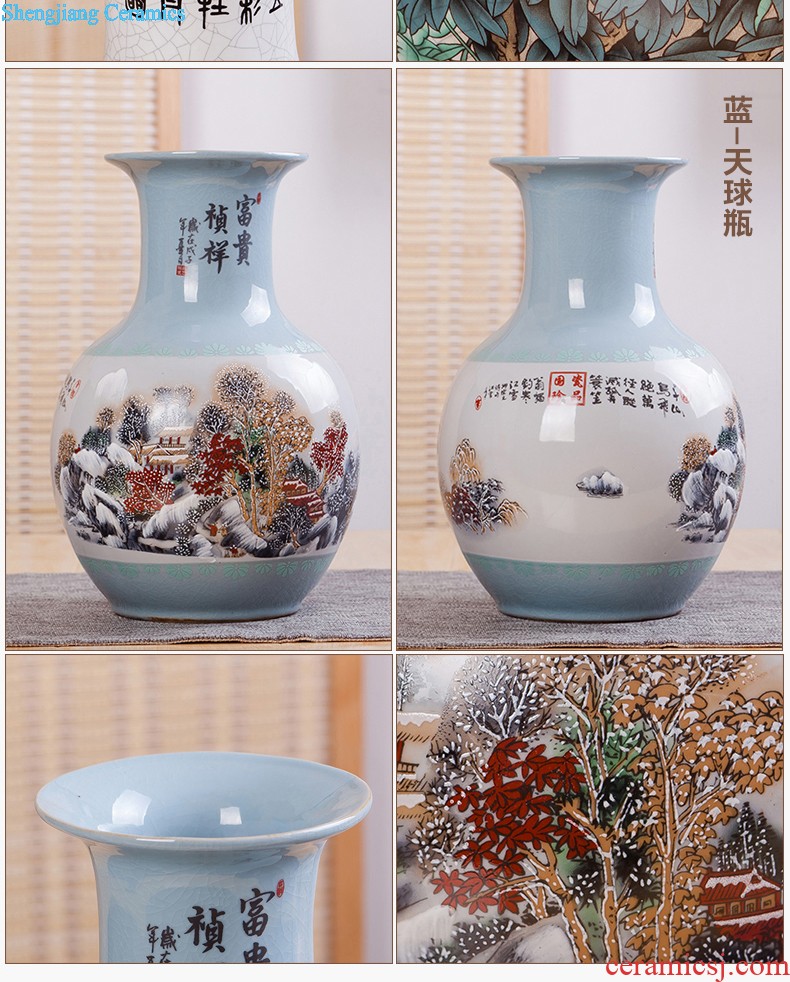 Jingdezhen ceramics Famous Wu Wenhan hand-painted pomegranate blooming flowers are blue and white porcelain vase collection certificate